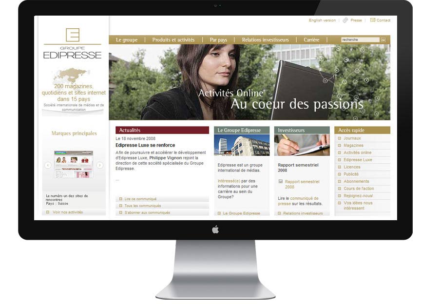 Site internet  Edipresse - Accueil